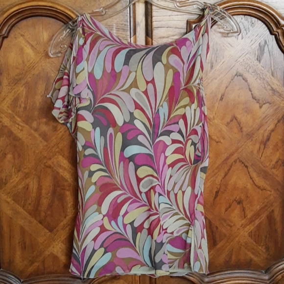 Kenneth Cole Silk Chiffon Asymmetrical Top Sz 4 - Picture 2 of 10
